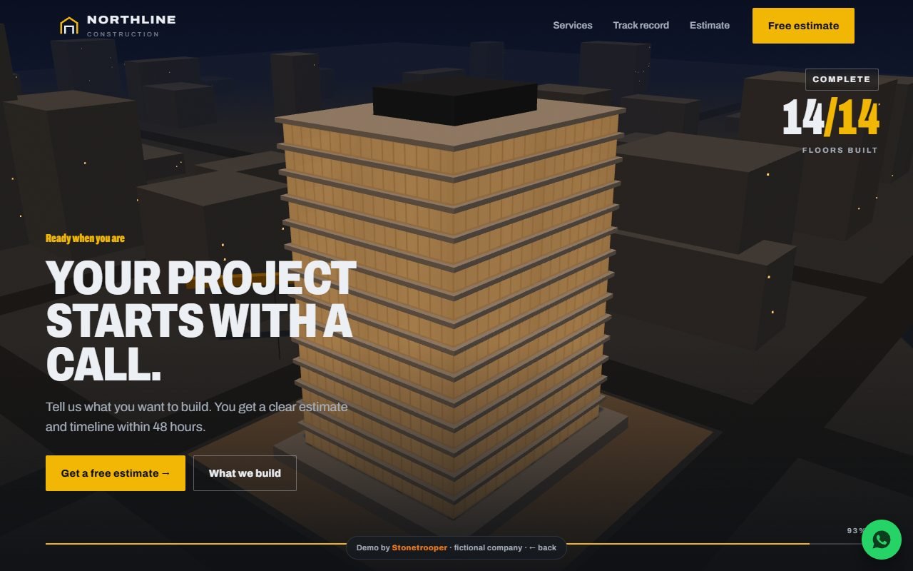 Pieza de constructora: un edificio que se levanta