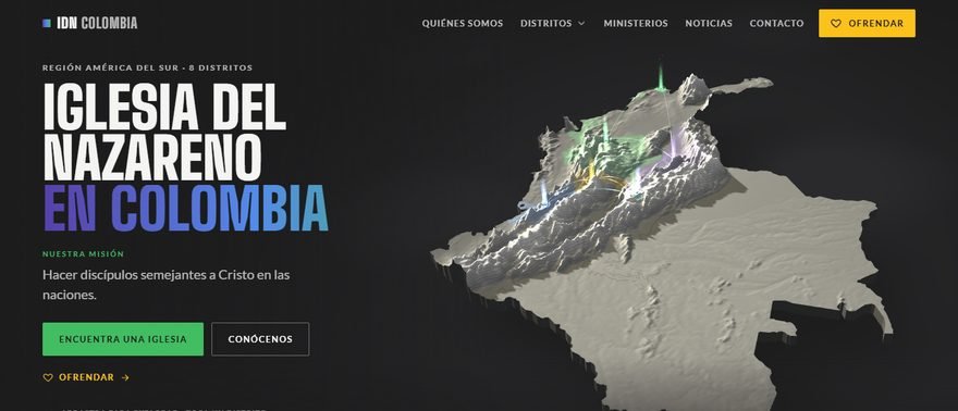 Portada del sitio de la Iglesia del Nazareno en Colombia